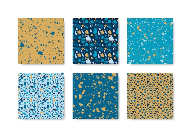 Set of terrazzo seamless patterns Terrazzo floor pattern Terrazzo seamless pattern Collection of terrazzo pattern