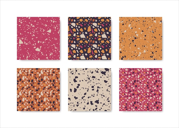 Set of terrazzo seamless patterns Terrazzo floor pattern Terrazzo seamless pattern Collection of terrazzo pattern