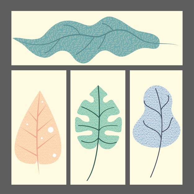 Vector set of texture plants