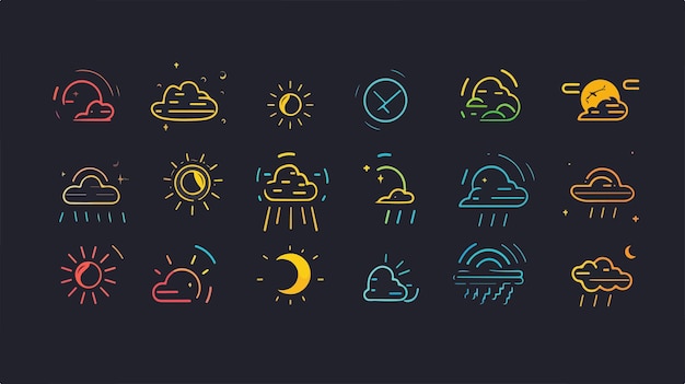 Vector set of thin weather color icons