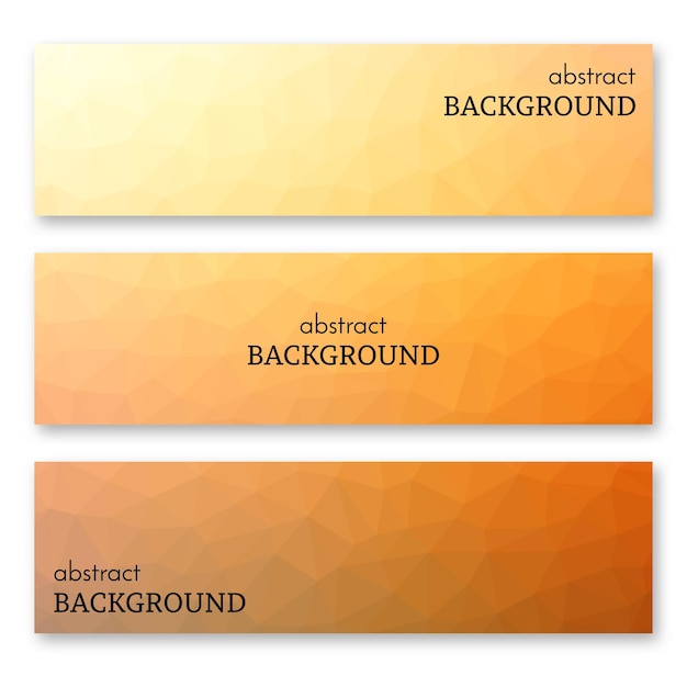 Set of three banners in low poly art style