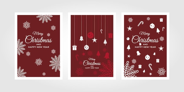 Set of three card Merry Christmas and Happy New Year.