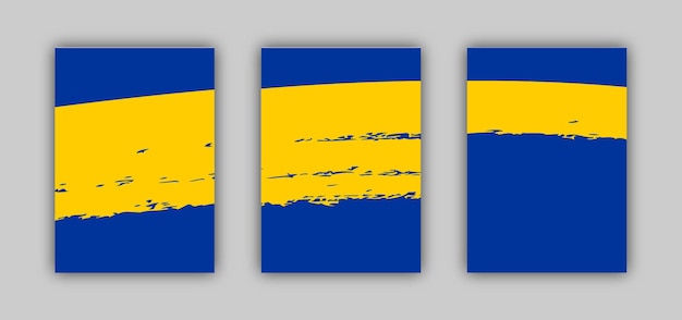 Set of three card template banner Blue and yellow color artwork for resources on texture background