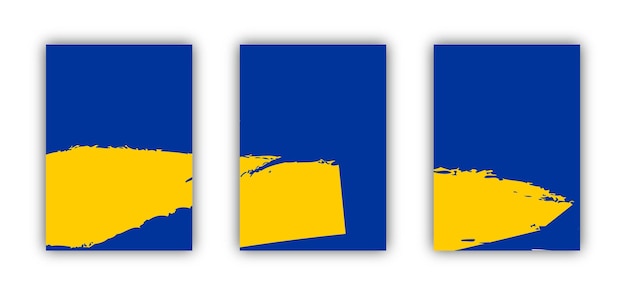 Set of three card template banner Blue and yellow color artwork for resources on texture background