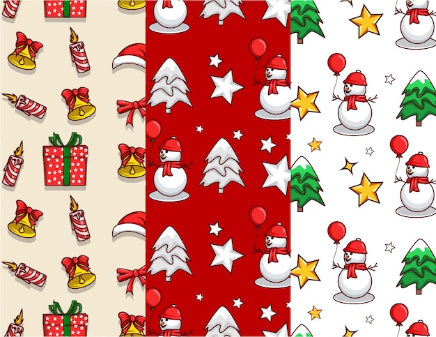 Set of three different christmas pattern collection with elements