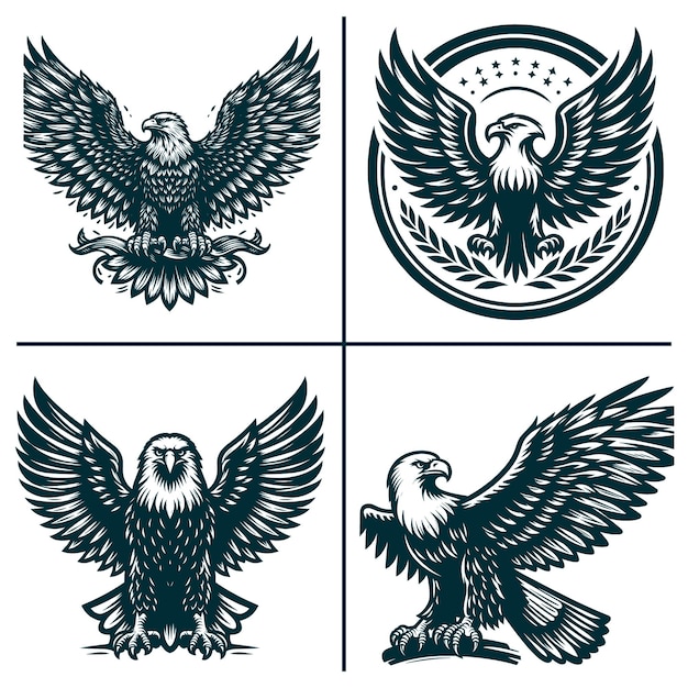 a set of three images of an eagle and a eagle