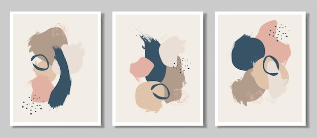 A set of three paintings Abstract art with a wave vector