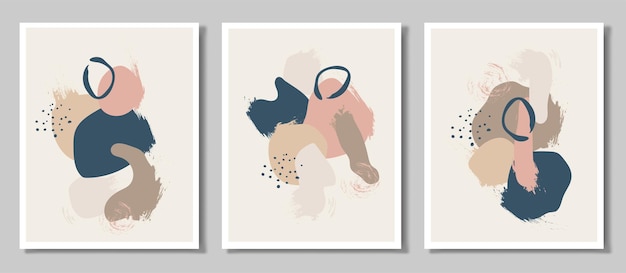 A set of three paintings Abstract art with a wave vector