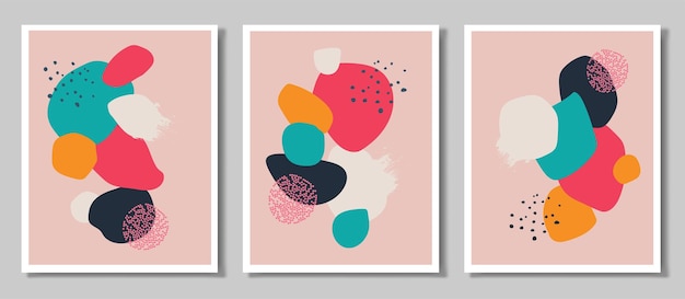 A set of three paintings Abstract art with a wave vector