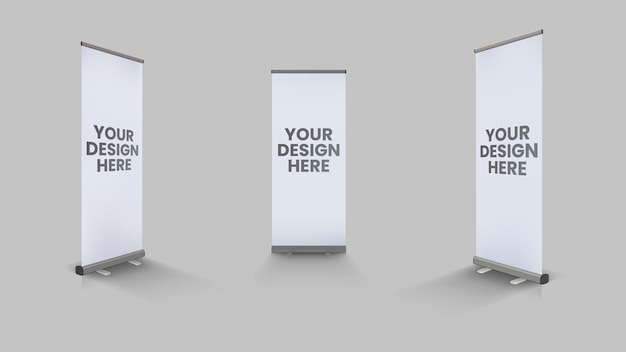 A set of three vertical banners with your design here