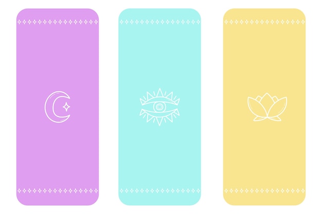 Set of three yoga mat designs Soft colors with minimalistic zen elements