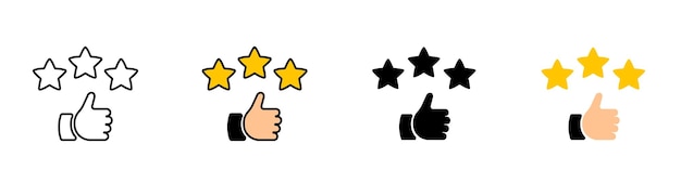 Set of thumb up and stars icons Rate concept illustration