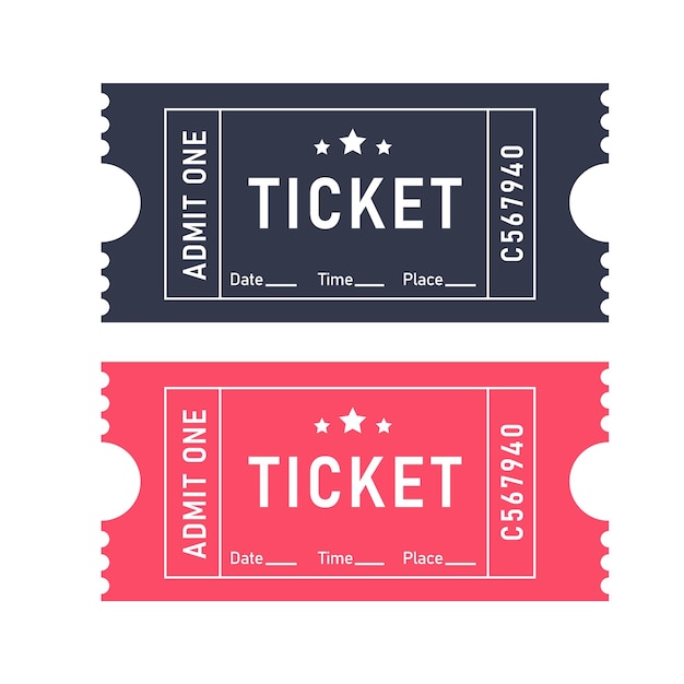 A set of tickets in black pink color Place date time