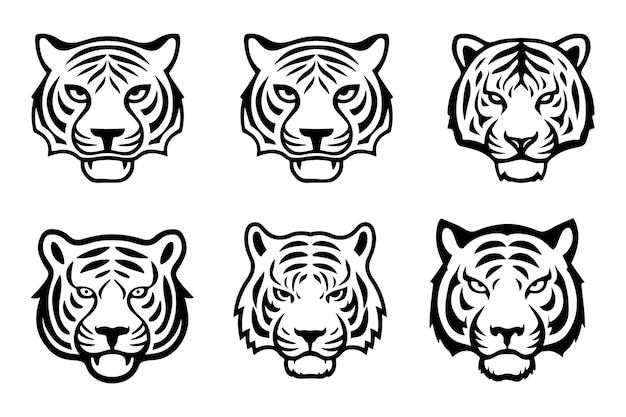 Vector set of tiger head icon