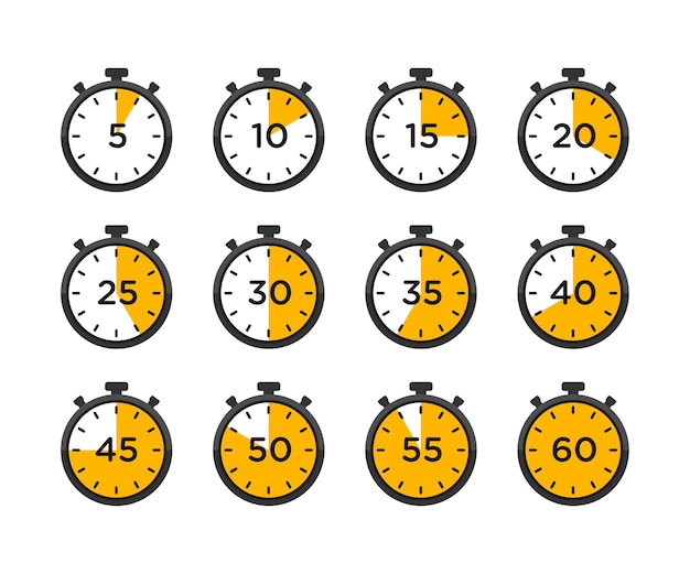 Set of timer and stopwatch icons.