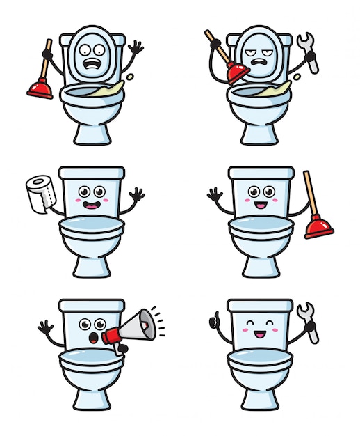 Set of toilet character