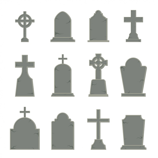 Set of tombstone shape on white background,    