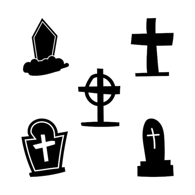 set of tombstones for Halloween. Halloween Elements and Objects for Design Projects.