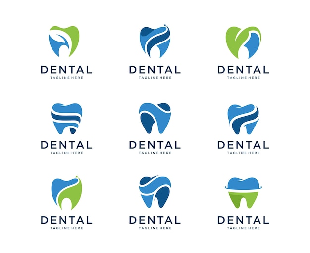 Set of Tooth dental logo design vector template