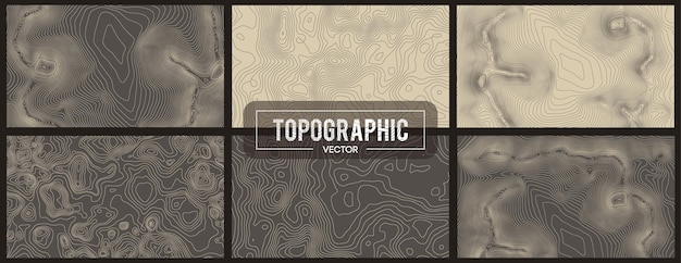 Set of Topographic map contour backgrounds Topo map with elevation Contour map vector Geographic World Topography map grid abstract vector illustration