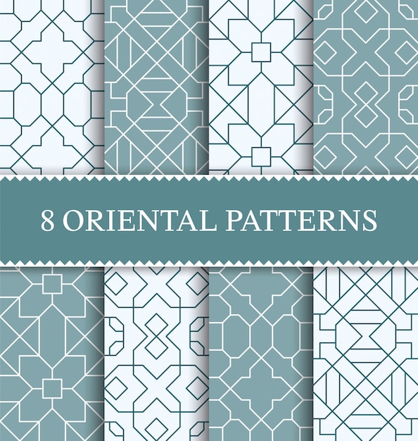 Set of traditional arabian seamless pattern