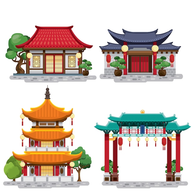 Set of Traditional Chinese Buildings