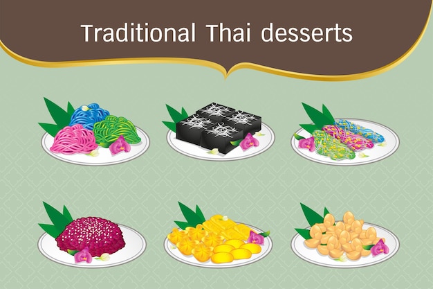 Set Traditional Thai desserts sweet food