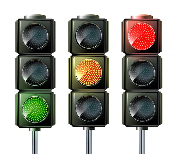 Set of Traffic Lights isolated on white