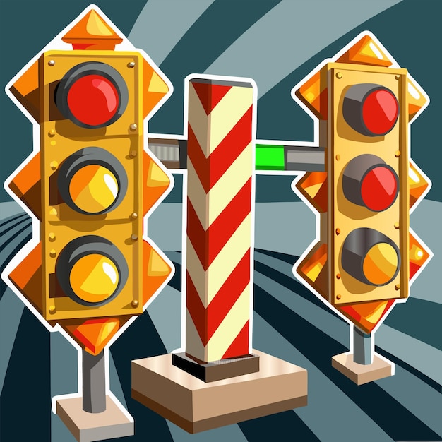 Vector a set of traffic lights with a green arrow pointing to the right