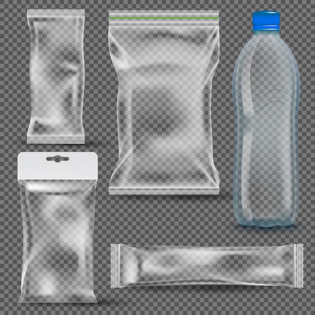 Set Of Transparent Empty Plastic Packaging