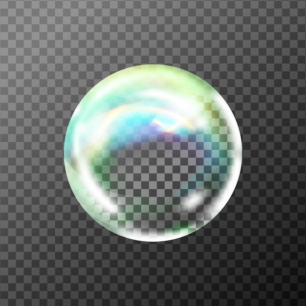 Set of transparent soap bubbles on checkered backgroundReaistic colored ballsVector texture