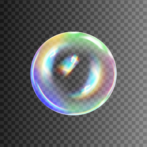 Set of transparent soap bubbles on checkered backgroundReaistic colored ballsVector texture