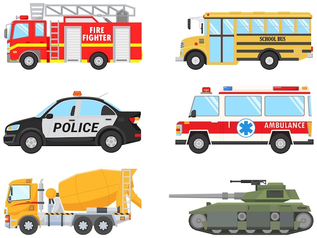 Set of transportation isolated on a white background