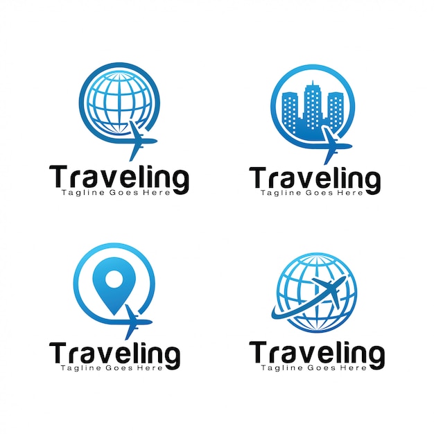 Set of travel logo template