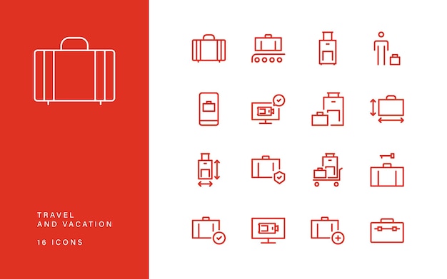 Set of travel and vacation related icons