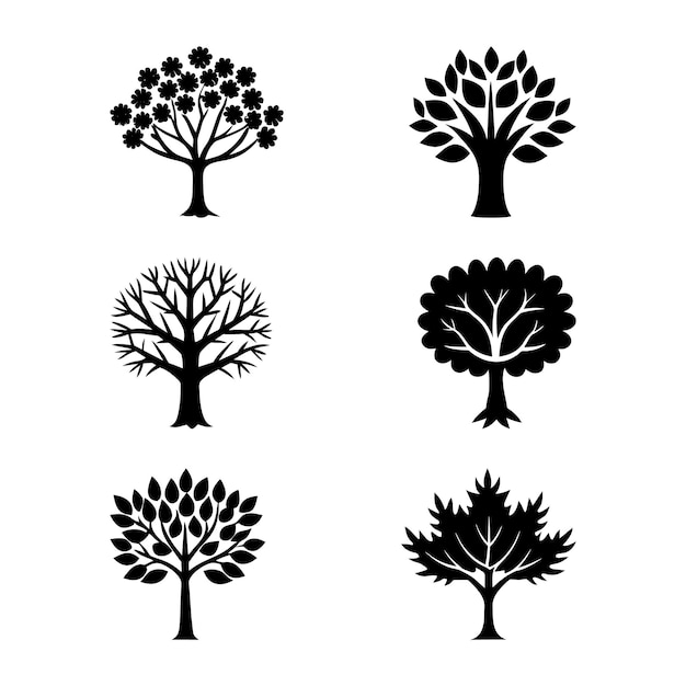 A Set of Tree Icons Silhouette