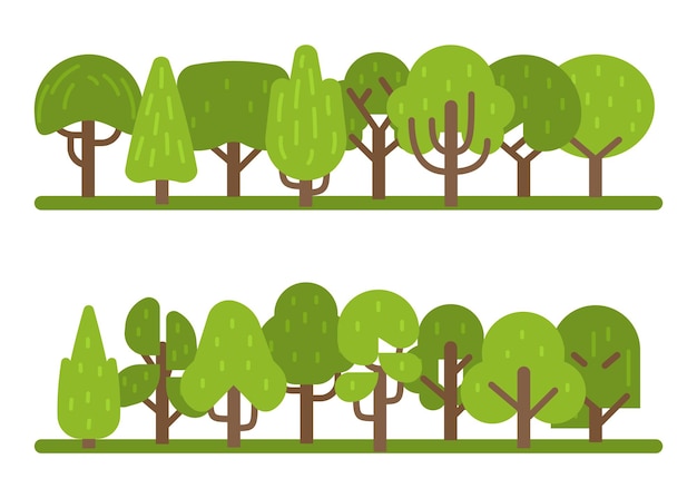 Set of trees. Collection of various green park and forest, tree collection in modern flat style for design of architectural compositions, organic eco symbol, cartoon vector isolated illustration