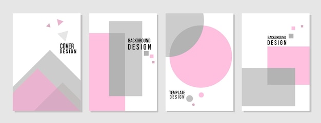 Vector set of trendy cover designs and minimal pastel colors background with shape elements business book