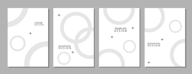 a set of trendy and modern gray color cover templates abstract background design with circle elemen