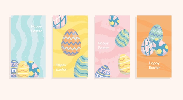 Set of trendy stories spring and Easter banner background