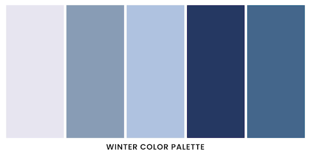 Vector set of trendy winter color template collection palette of flat style color swatches for web design