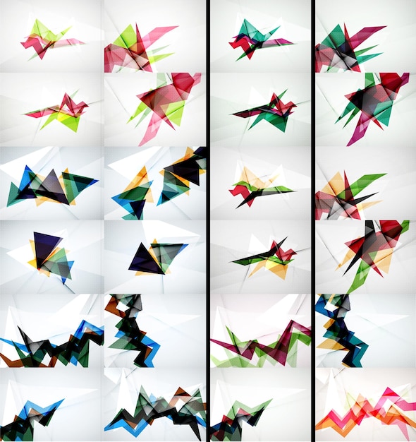 Set of triangle design geometric abstract backgrounds origami style