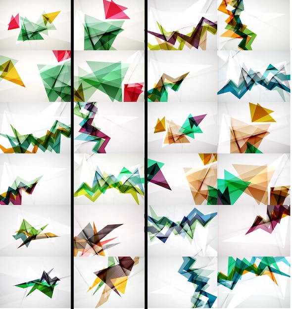 Set of triangle design geometric abstract backgrounds origami style