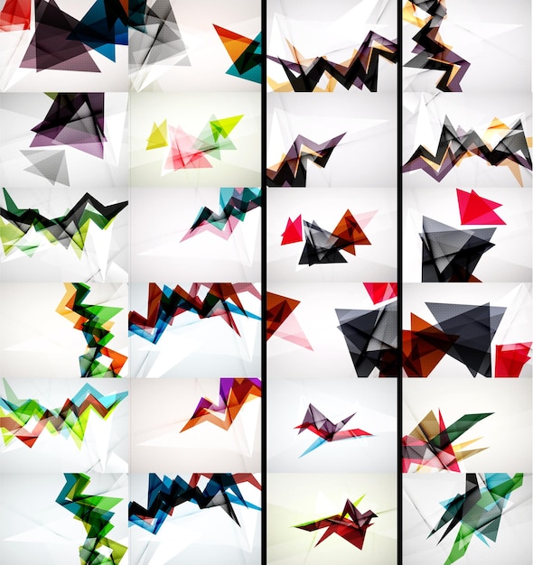 Set of triangle design geometric abstract backgrounds origami style