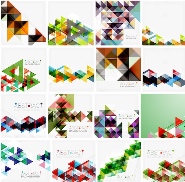 Set of triangle geometric abstract backgrounds Universal business or technology templates