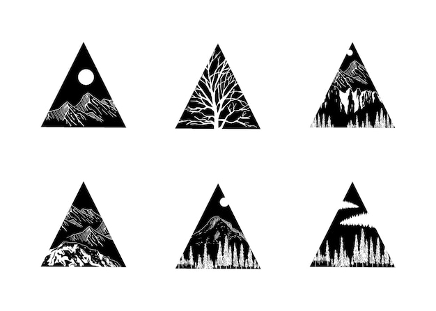 Set of triangle nature landscape designs