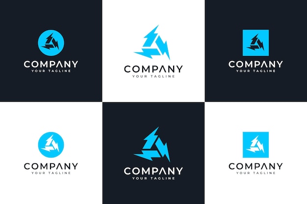 Set of triple bolt logo creative design for all uses