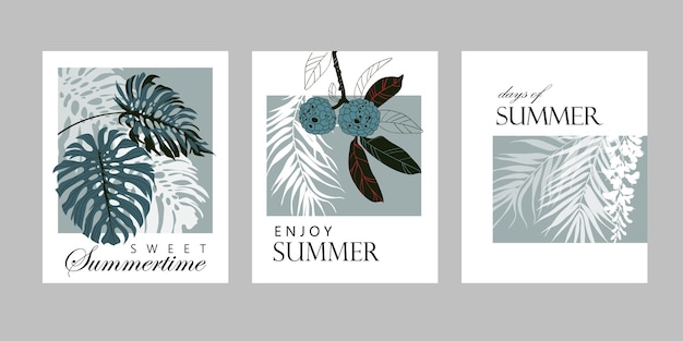 Set of tropical posters in minimal style