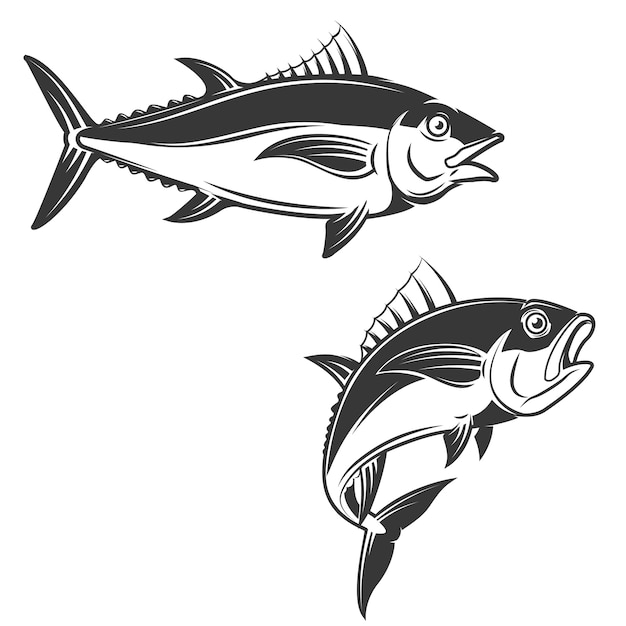 Set of tuna hand draw