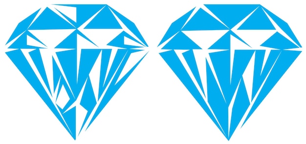 Set of two blue diamonds Vector illustration Template or elements for design